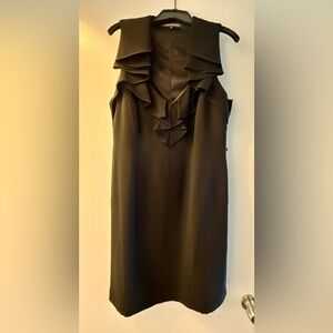 Jones Wear Black Ruffled Cowl Neck Sheath Dress